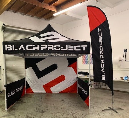 10 x 10 Pop Up Tent, Back Wall, Side Walls & Wind Flag Package